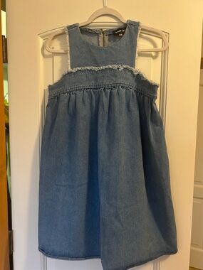 Sugarlips Blue Denim Sundress with Frayed Trim